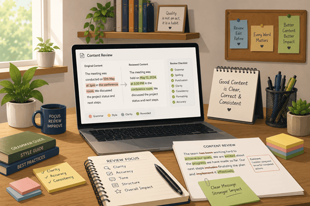 Professional reviewing digital content